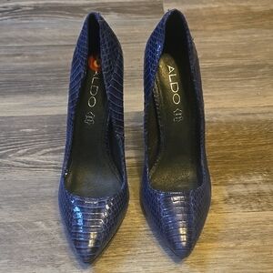 Aldo Women's Elegant Blue Textured Heels